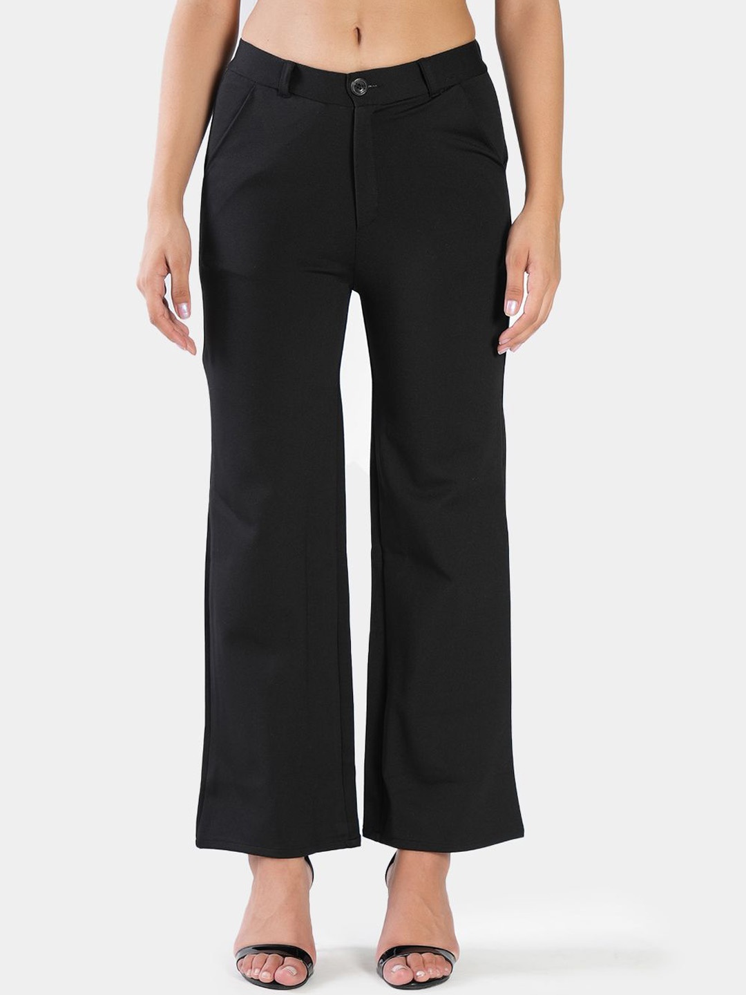 

BAESD Women High-Rise Easy Wash Trousers, Black