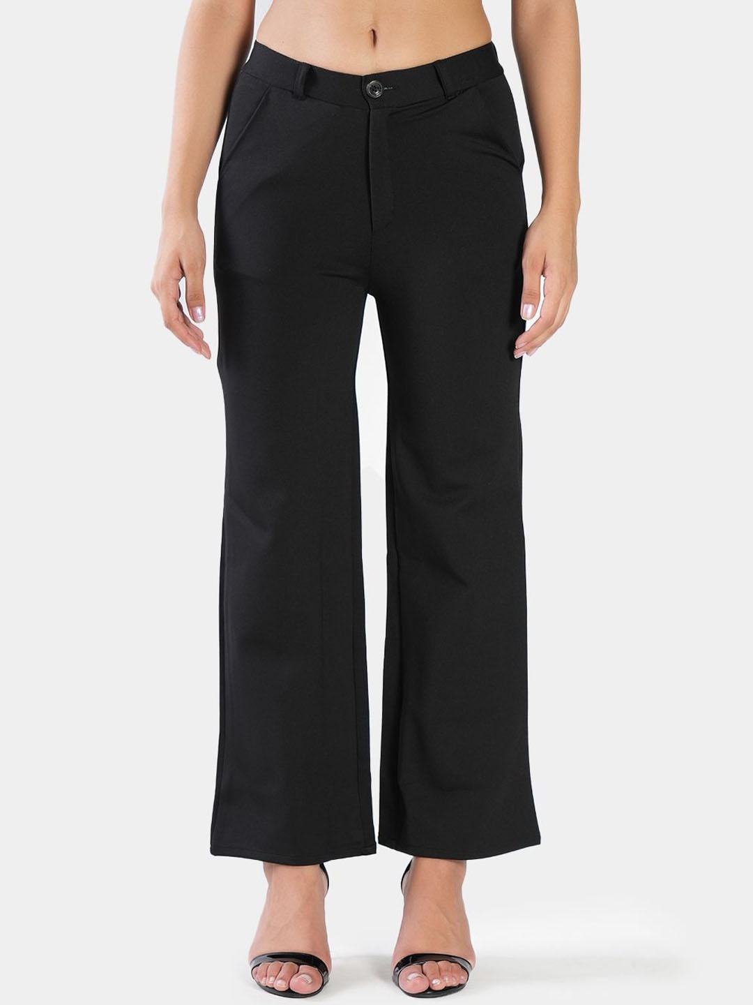

BAESD Women High-Rise Easy Wash Trousers, Black