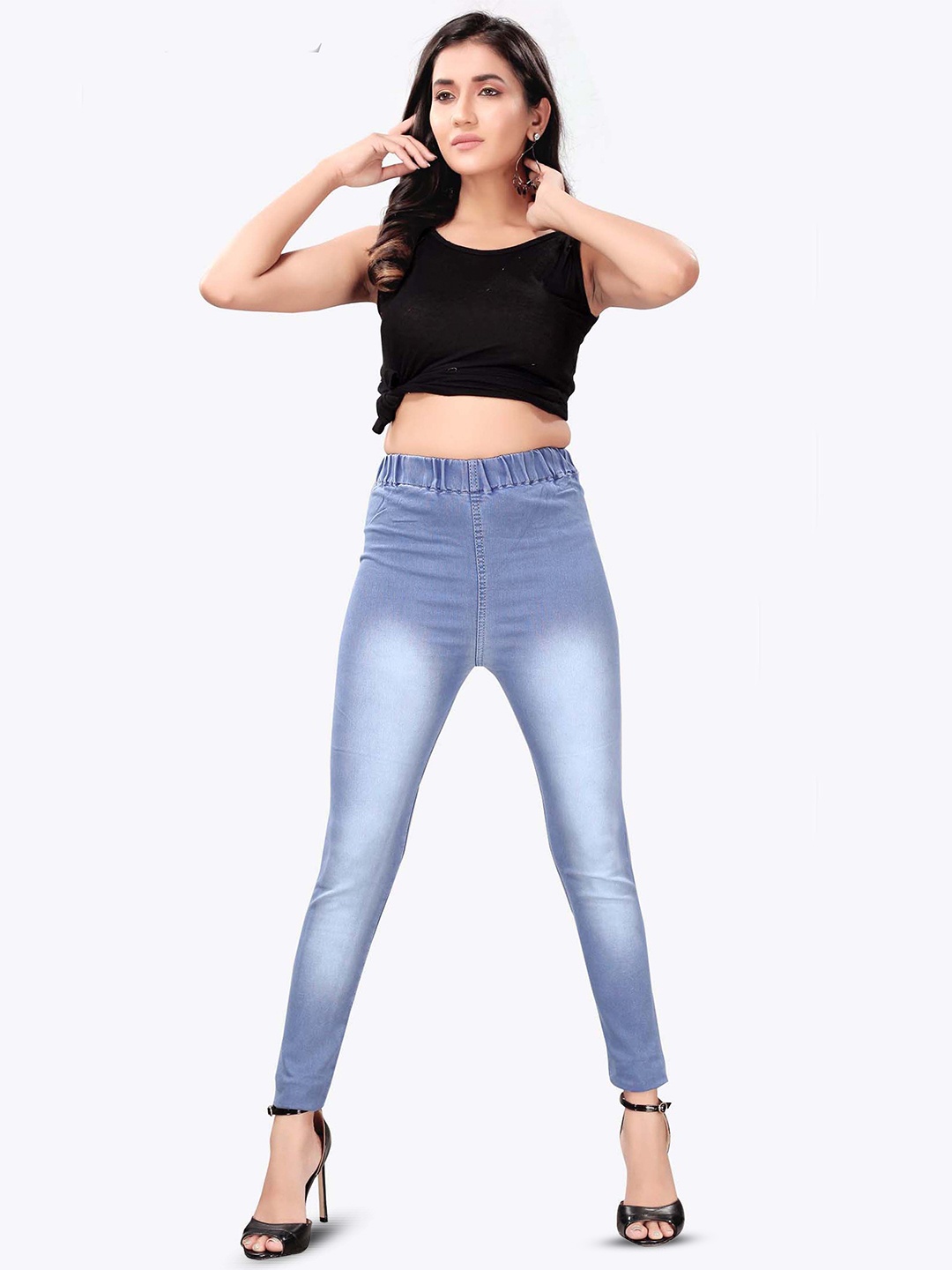 

MM-21 Washed Skinny Fit Denim Jeggings, Blue