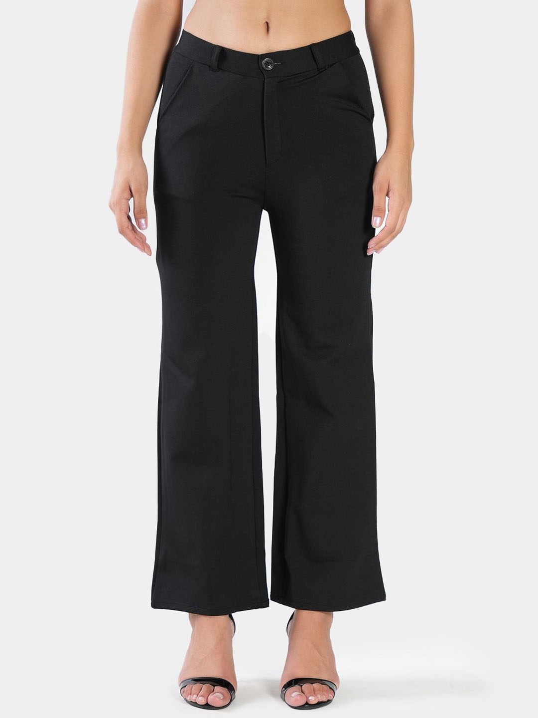 

BAESD Women High-Rise Easy Wash Trousers, Black