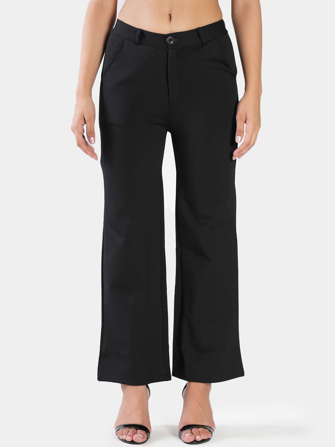 

BAESD Women High-Rise Easy Wash Trousers, Black