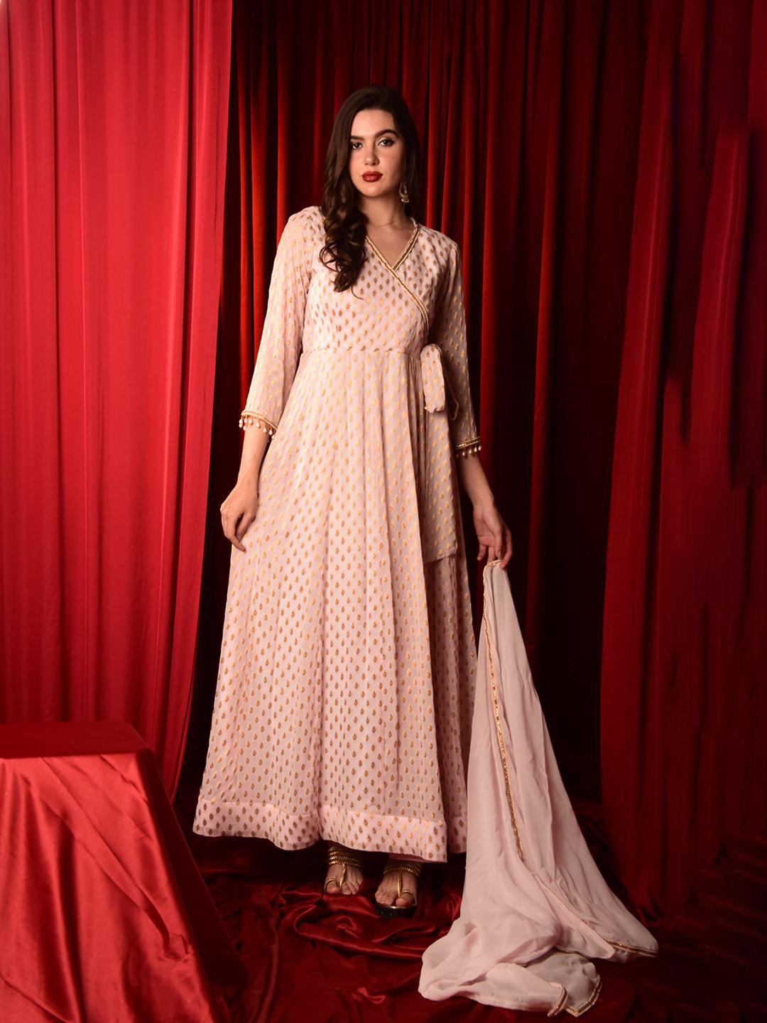 

Laalzari Georgette Maxi Ethnic Dress, White