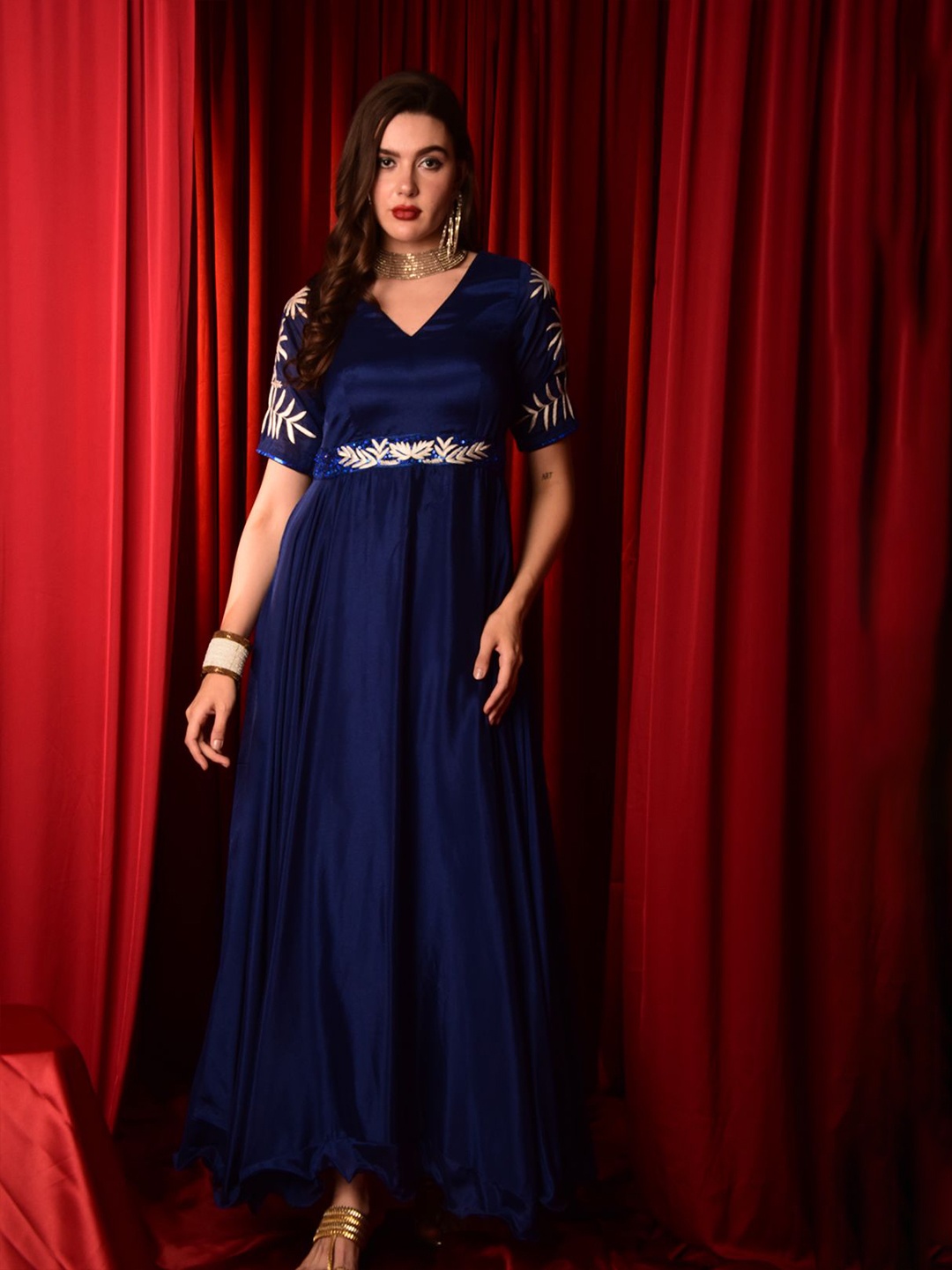 

Laalzari Women Fit & Flare Maxi Dress, Blue
