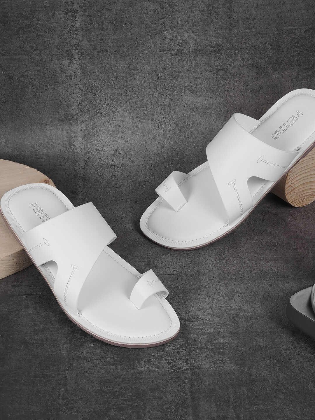 

Metro Men Leather Slip On Comfort Sandals, White