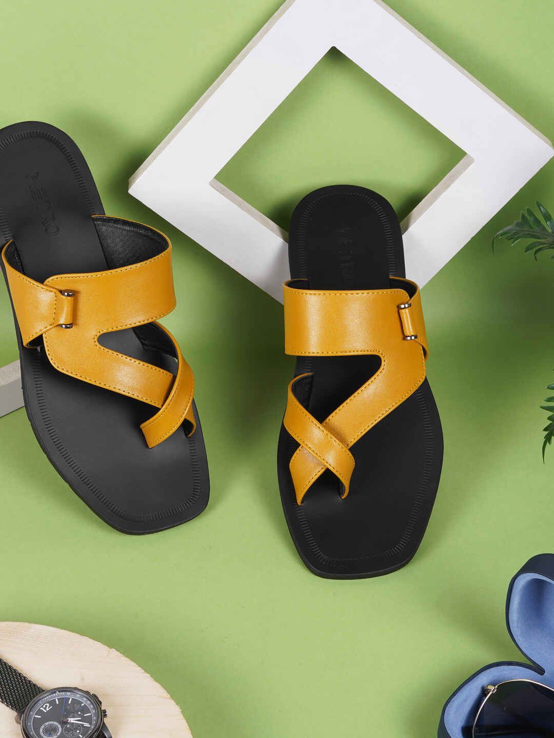 

Metro Men Leather Comfort Sandals, Yellow