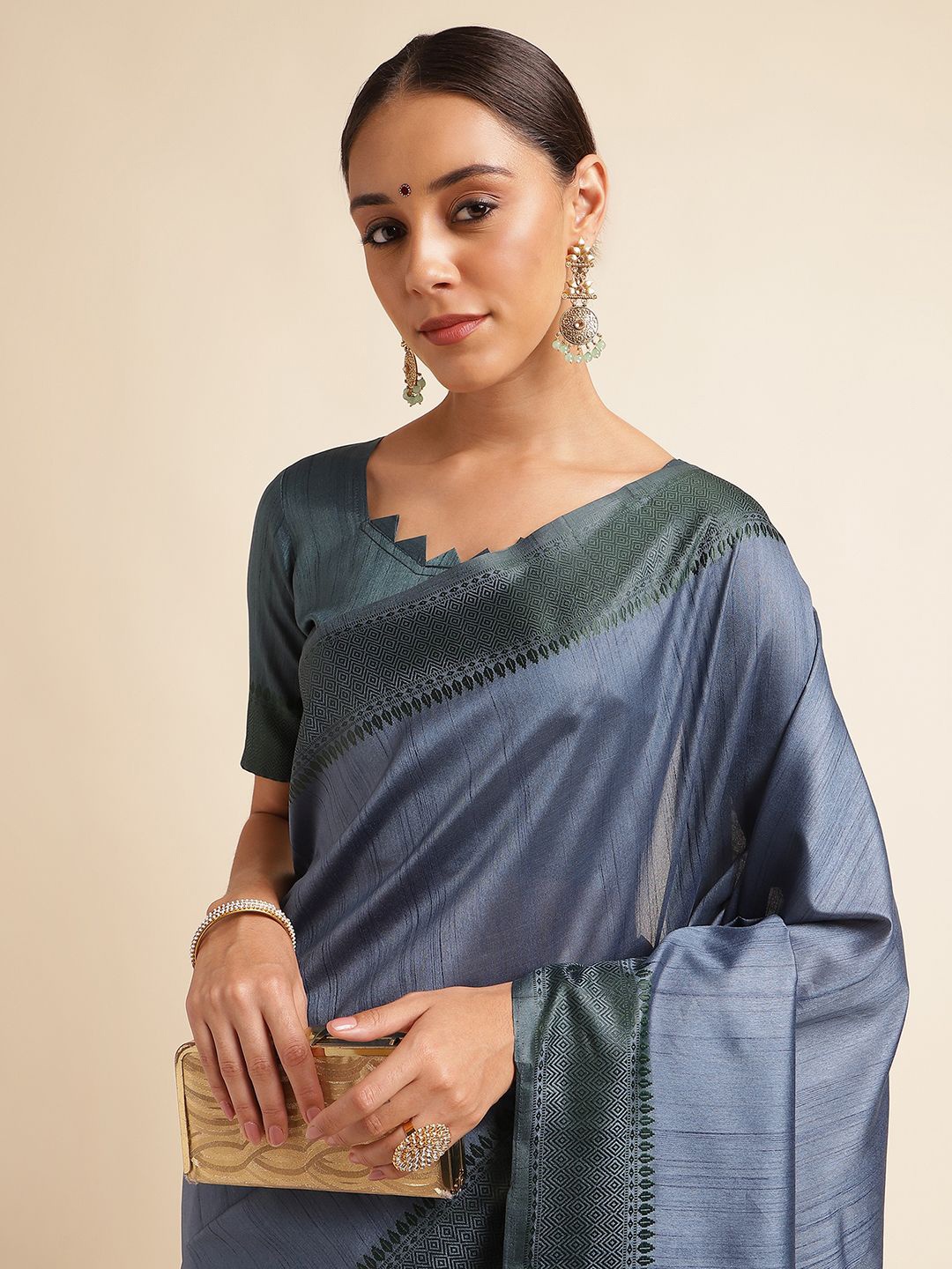 

DOI MOI Woven Design Tussar Saree, Blue