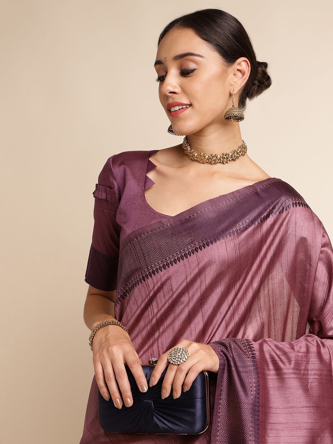 

DOI MOI Tussar Saree, Maroon