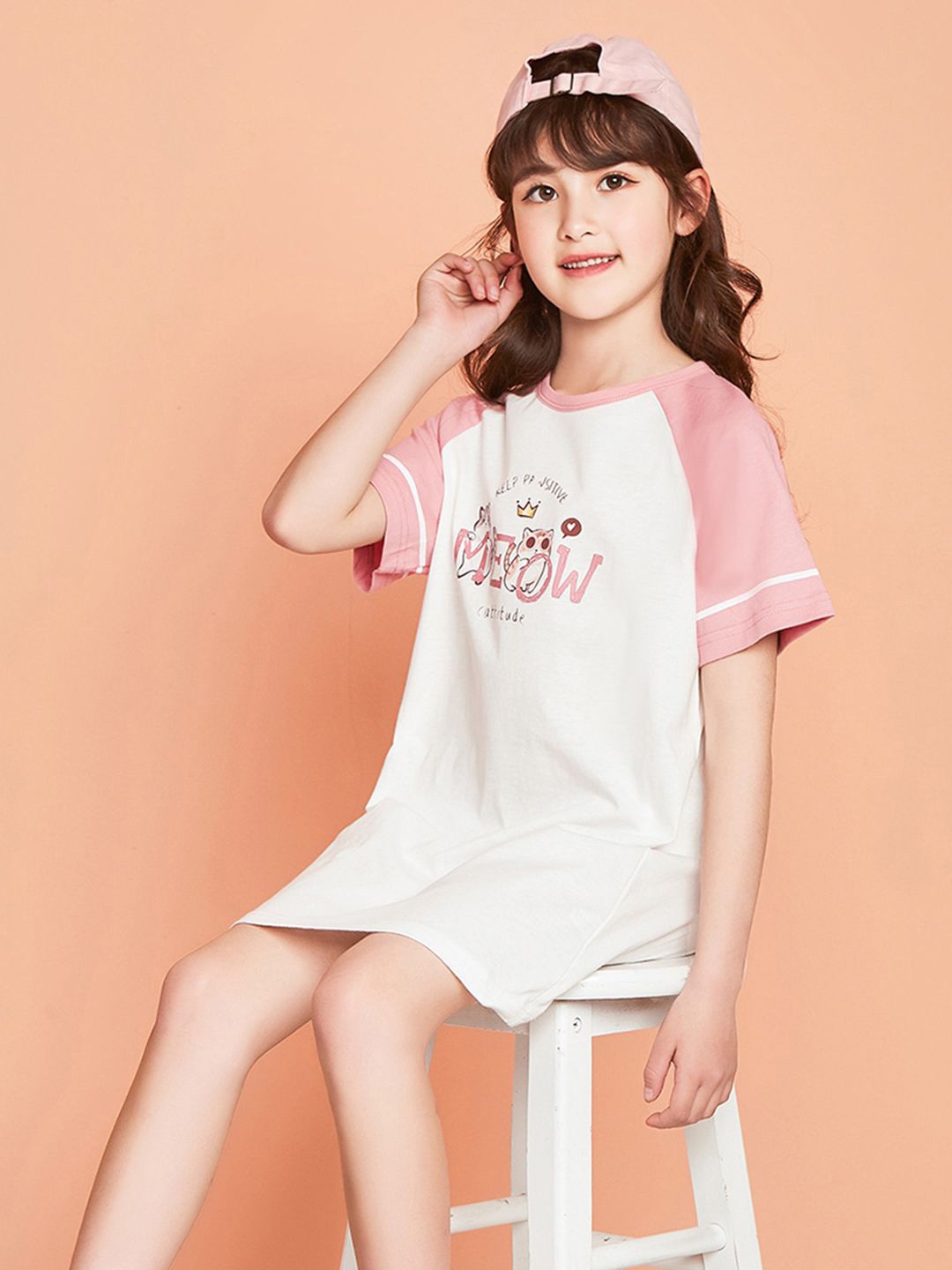

INCLUD Round Neck Short Sleeves Print T-shirt Dress, Pink