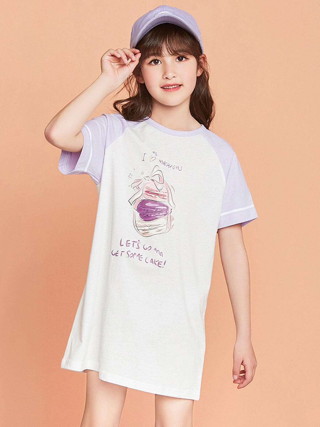 

INCLUD Girls Graphic Print T-shirt Dress, Purple