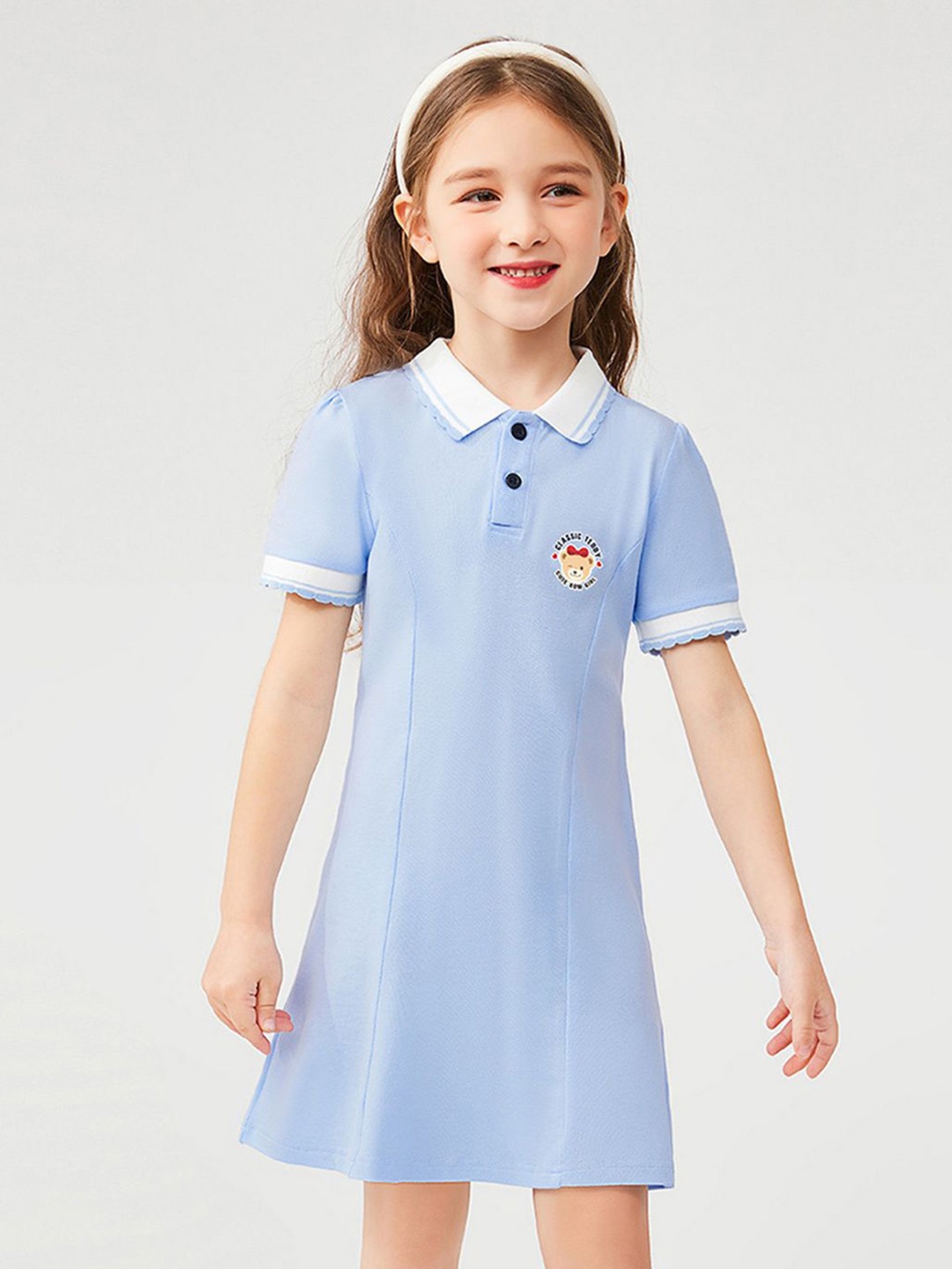 

INCLUD Girls Polo Collar T-shirt Dress, Blue