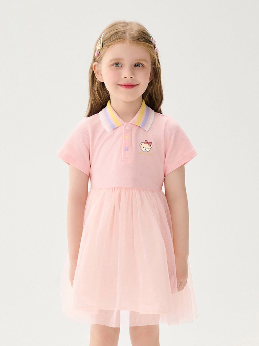 

INCLUD Girls Fit & Flare Dress, Pink