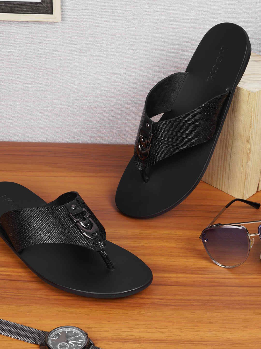 

Mochi Men Leather Slip-On Comfort Sandals, Black