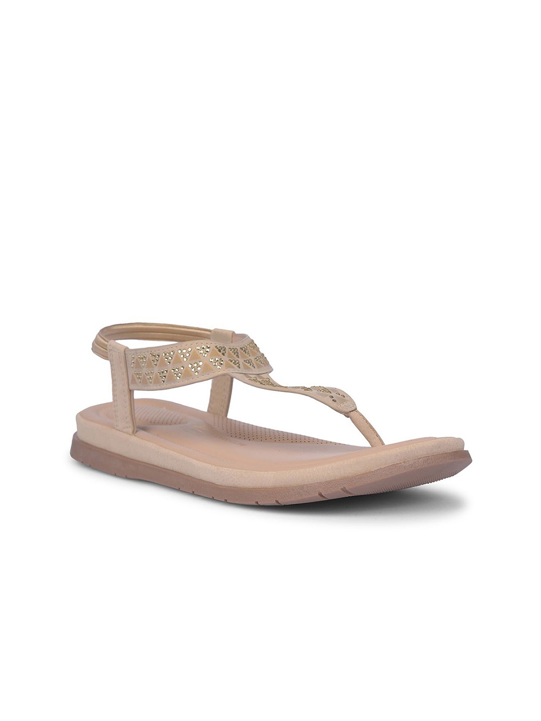 

Bata comfit Women Embellished T-Strap Flats, Beige