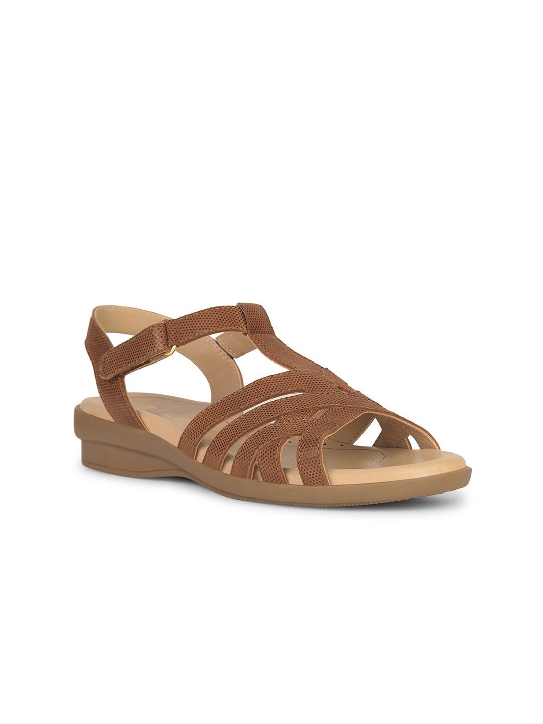 

Hush Puppies Women Textured Open Toe Flats, Brown