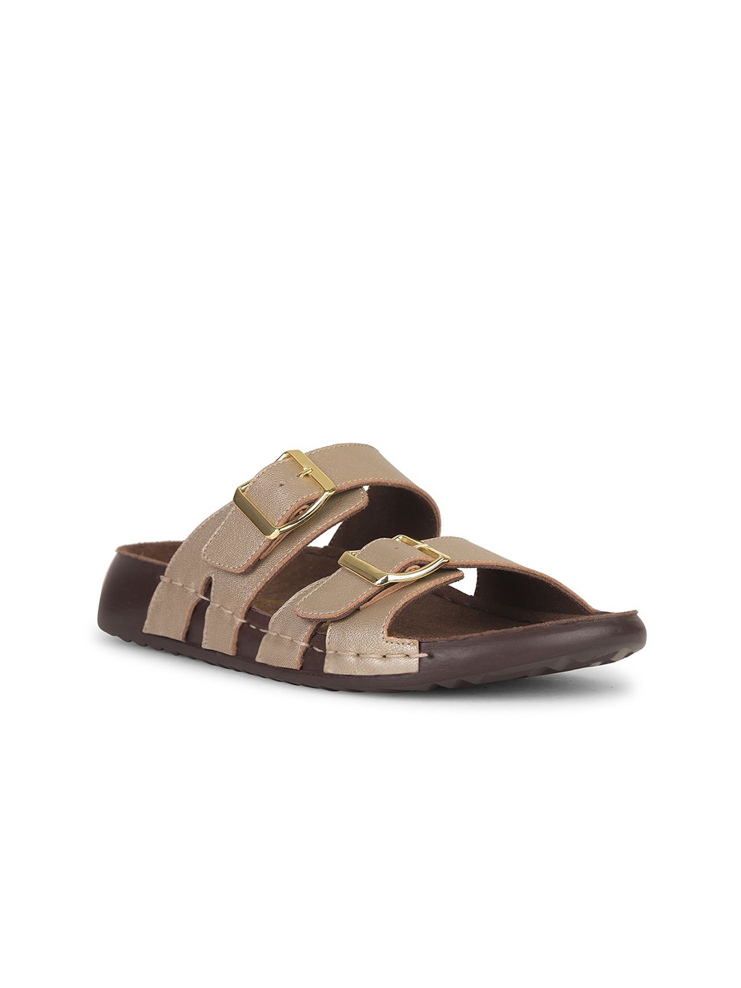 

Hush Puppies Leather Open Toe Flats, Gold
