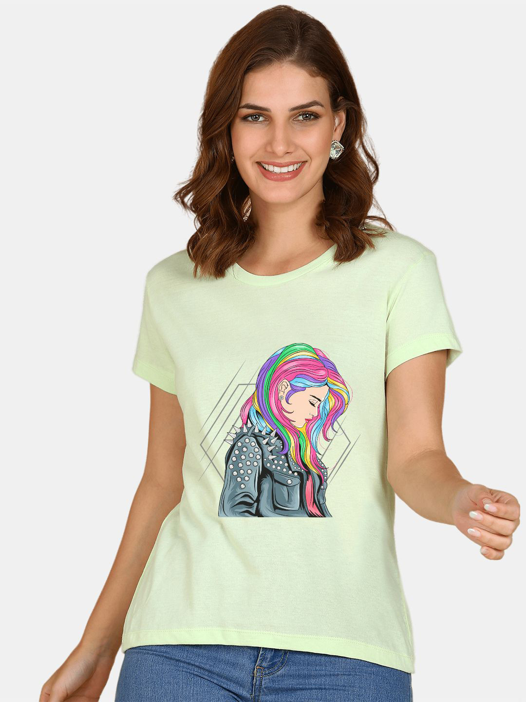 

Wyld Sprog Women Graphic Printed Pure Cotton T-shirt, Lime green