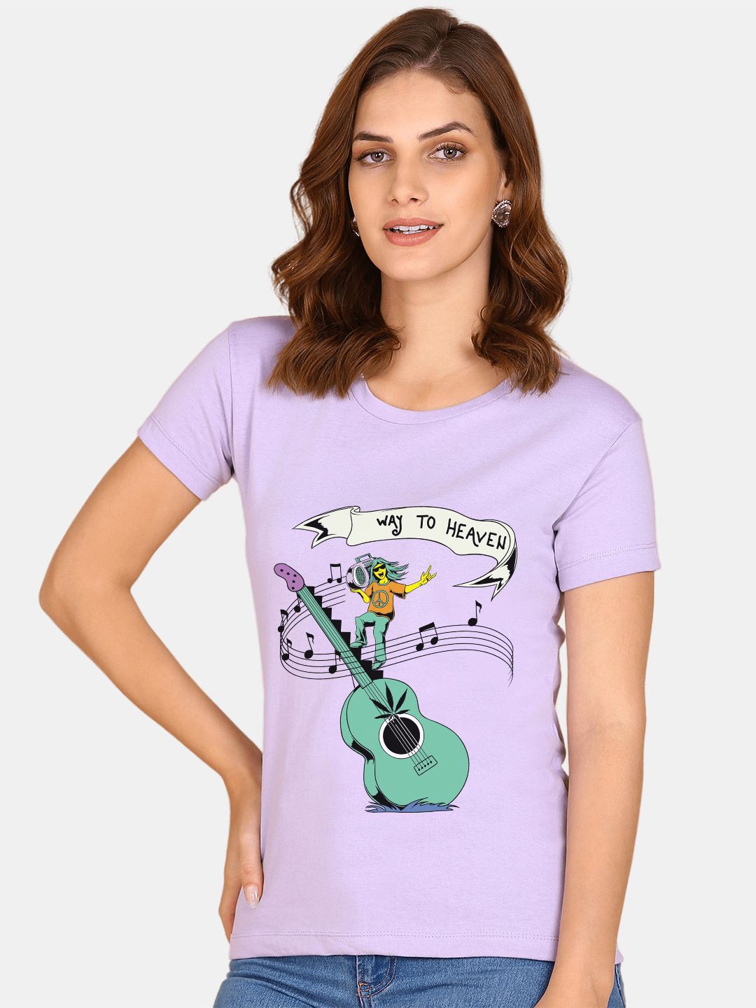 

Wyld Sprog Women Graphic Printed Pure Cotton T-shirt, Purple