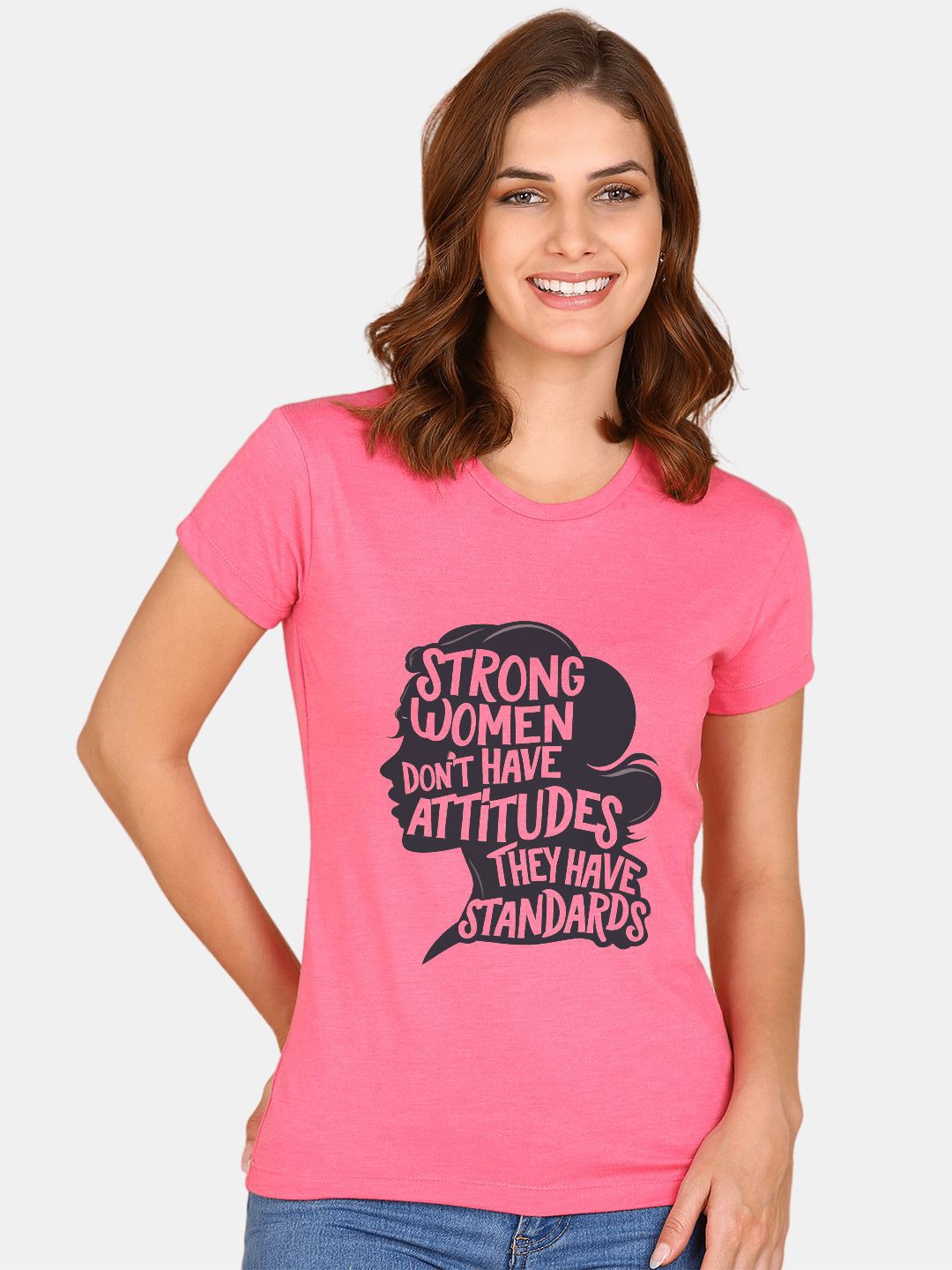 

Wyld Sprog Women Typography Printed Pure Cotton T-shirt, Pink