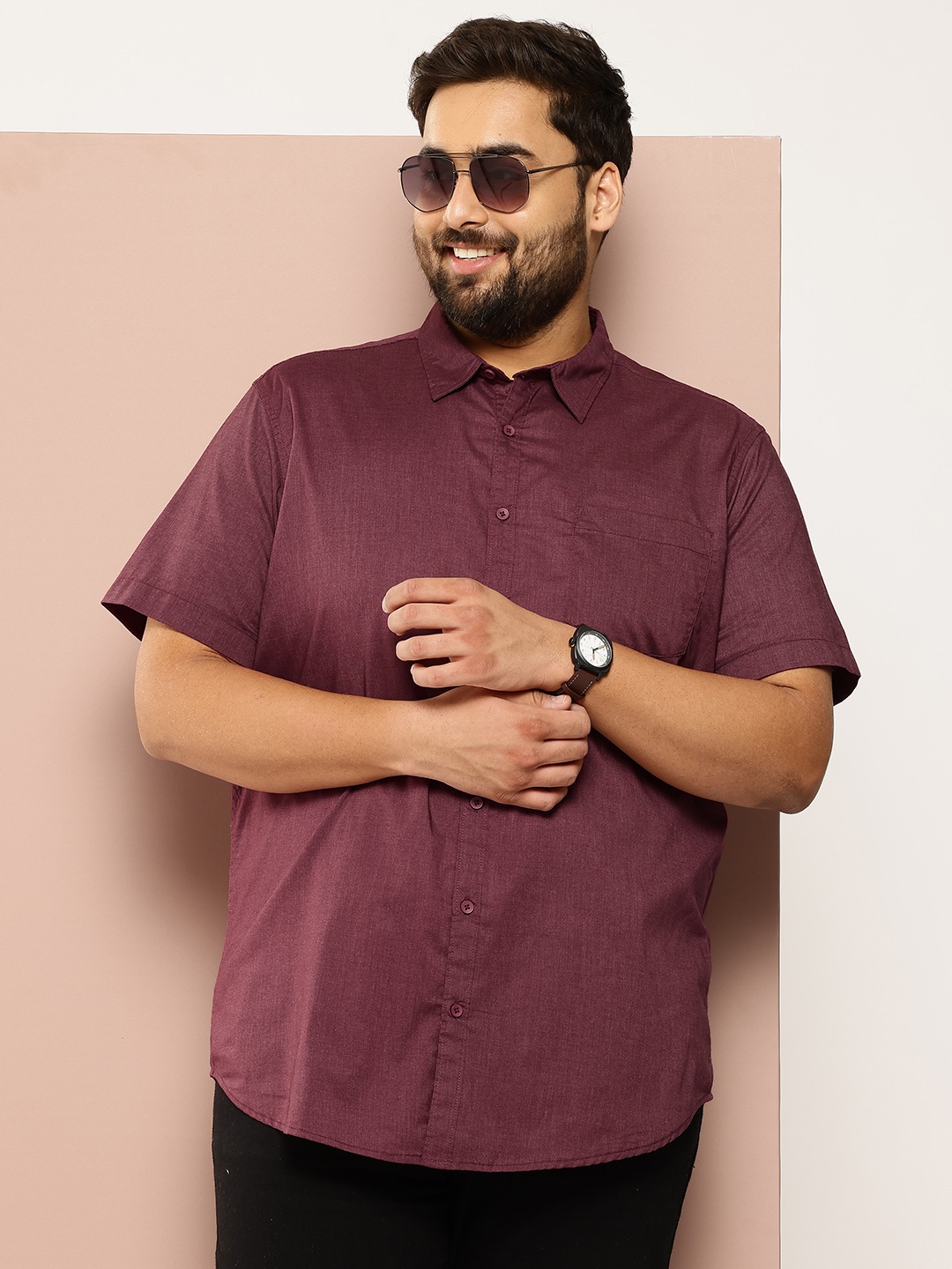 

Sztori Men Plus Size Casual Shirt, Maroon