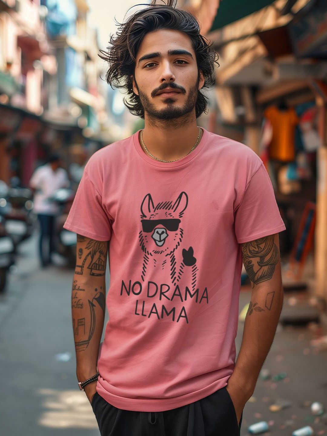 

MOD ECRU Unisex Graphic Printed Round Neck Cotton T-shirt, Pink