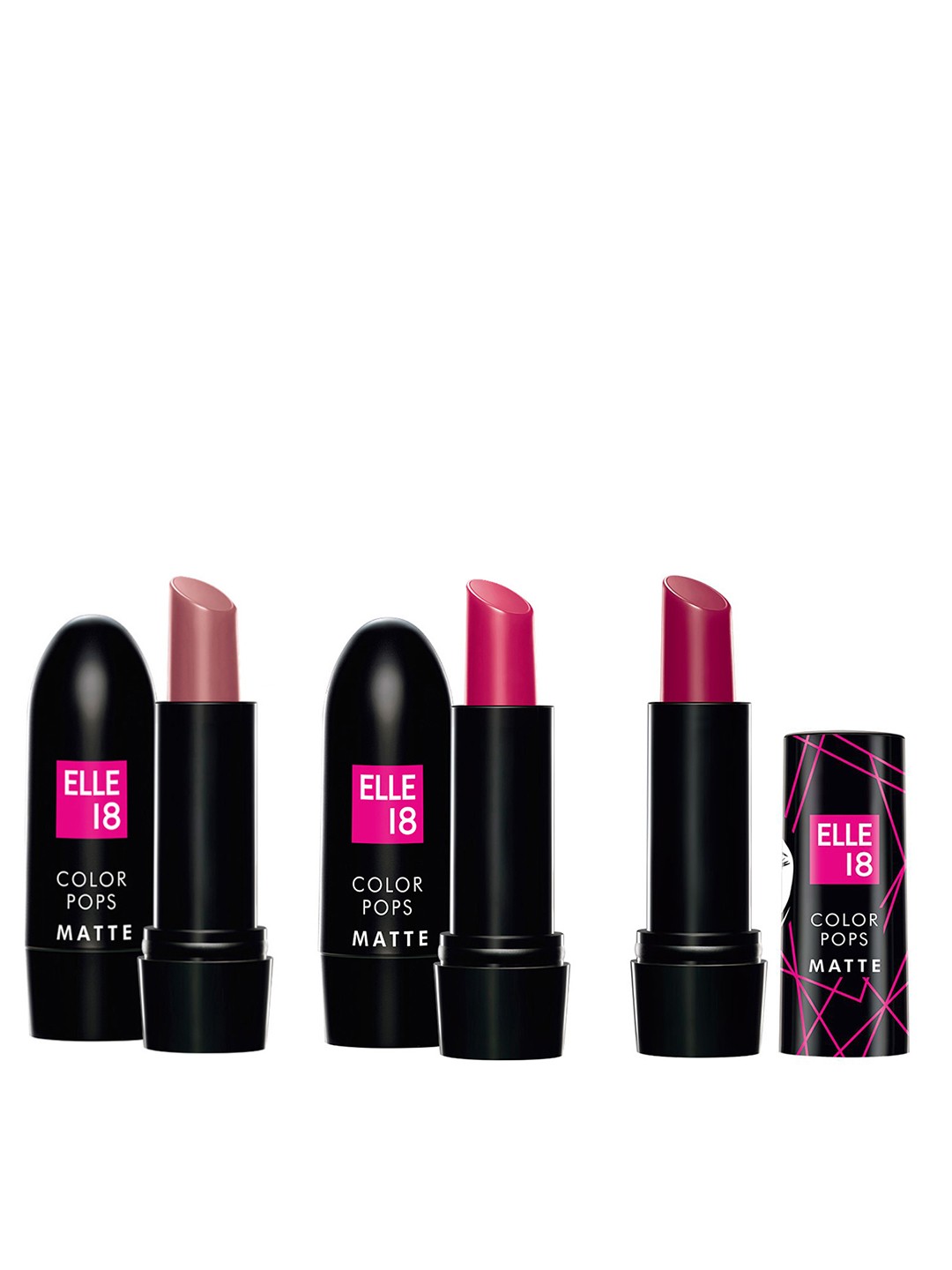 

ELLE 18 Set of 3 Color Pop Matte Lip Color, Pink