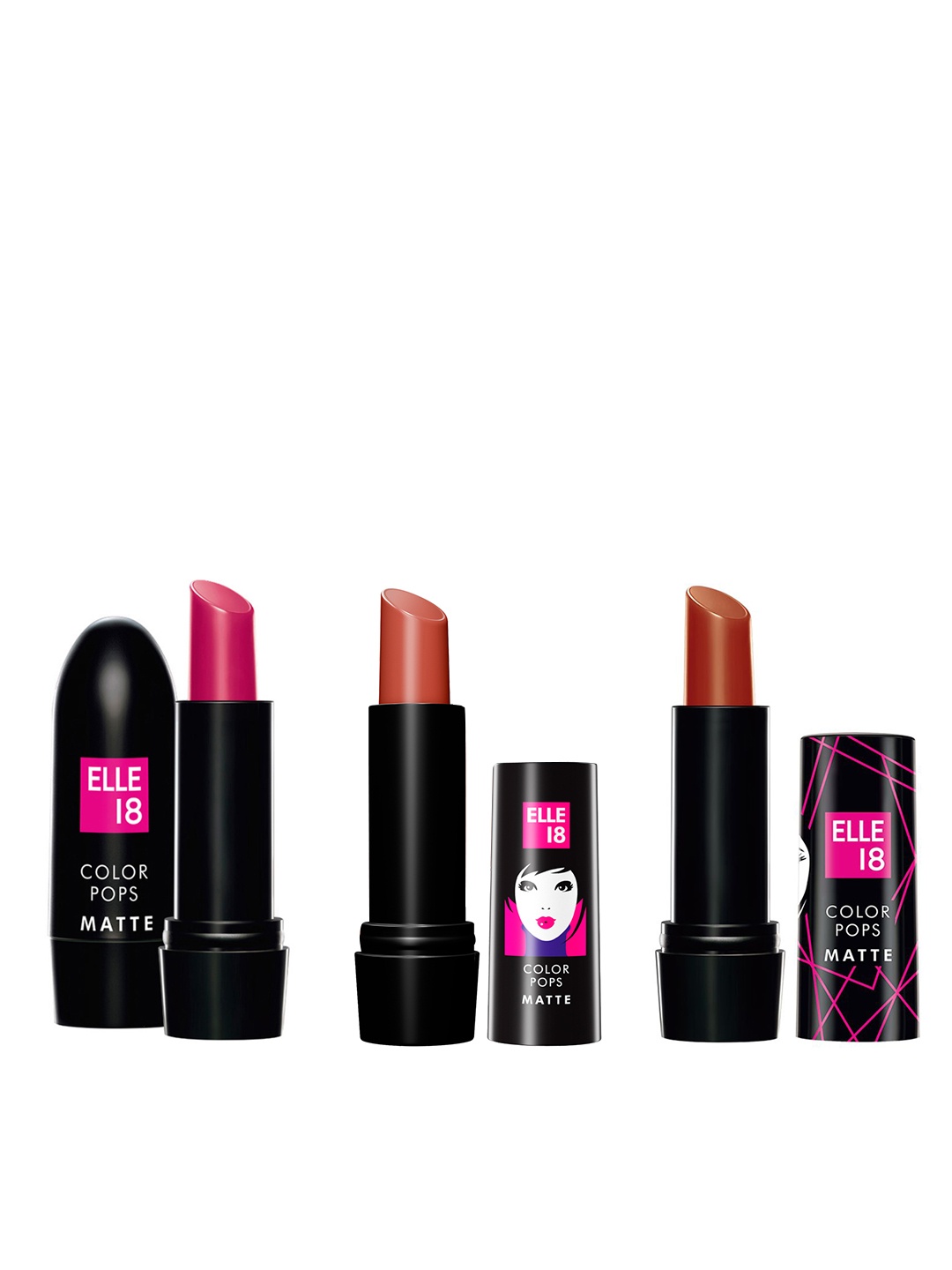ELLE 18 Set of 3 Color Pop Matte Lip Color, Pink