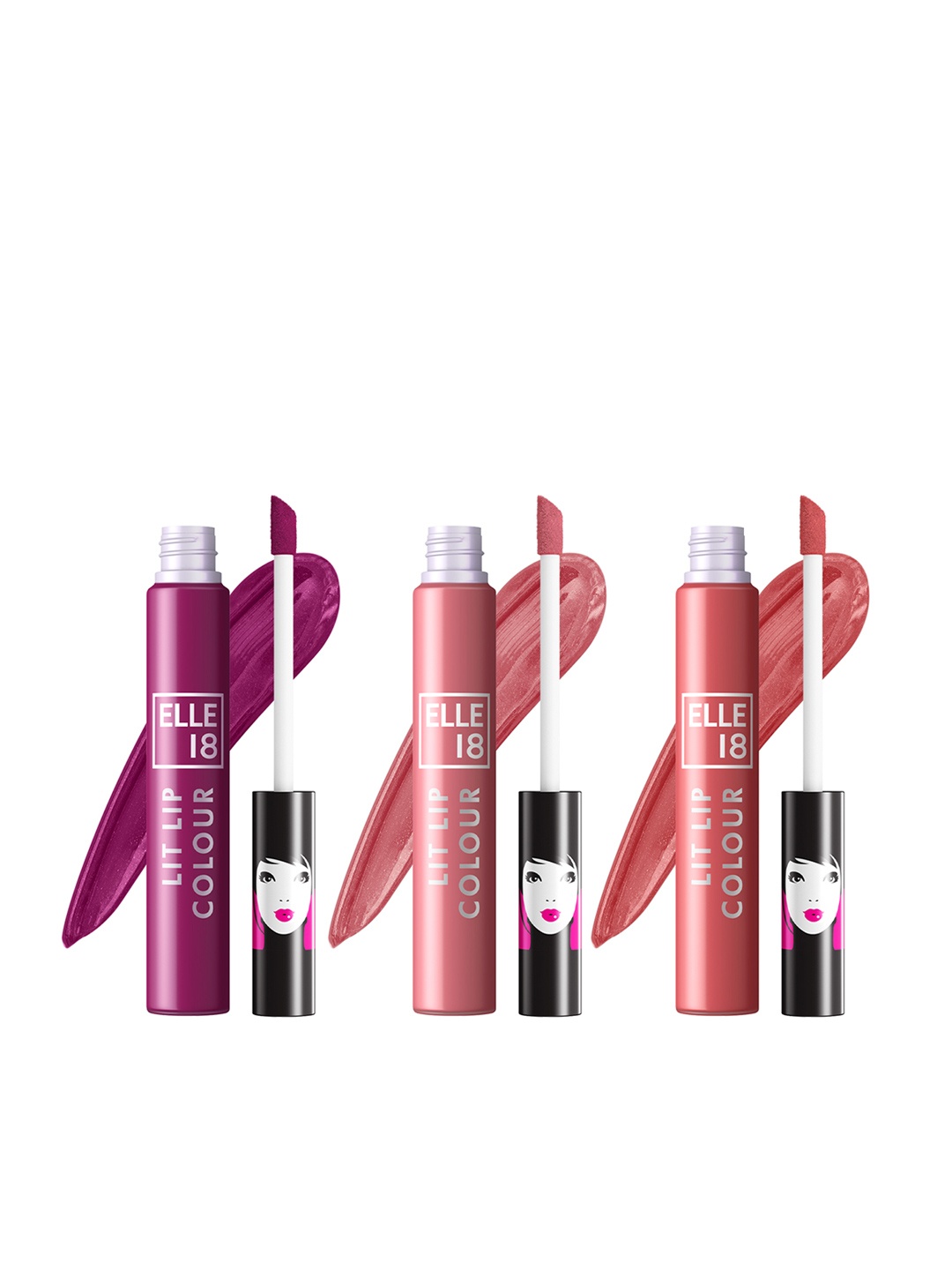 

ELLE 18 Set of 3 LIT Liquid Lip Color - 5.6ml each, Nude
