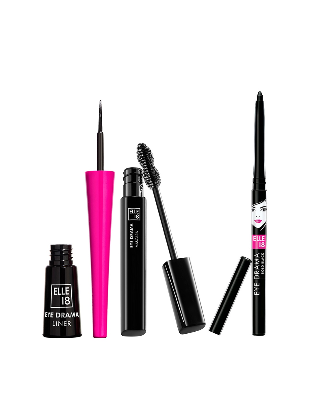 

ELLE 18 Eye Drama Eye Makeup Combo, Black