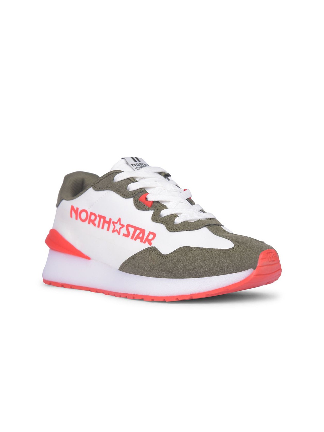 

North Star Women Colourblocked Round Toe Comfort Insole Textile Sneakers, Olive
