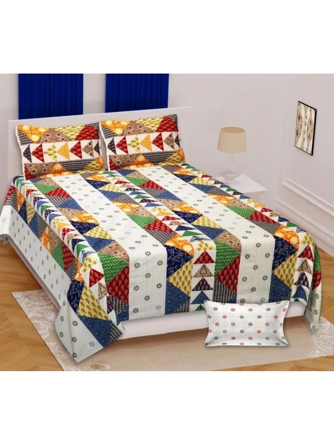 

Urban Jaipur Barmeri Yellow Geometric Cotton 200 TC King Bedsheet & 2 Pillow Covers