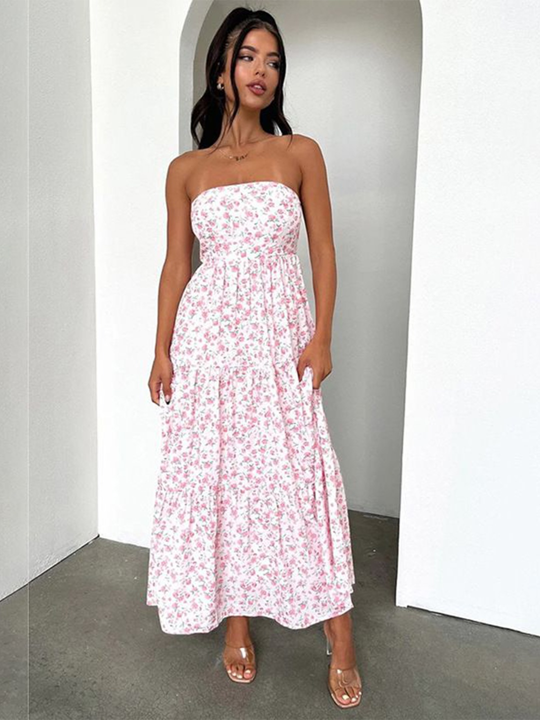 

StyleCast x Revolte Floral Print Sleeveless Maxi A-Line Dress, Pink