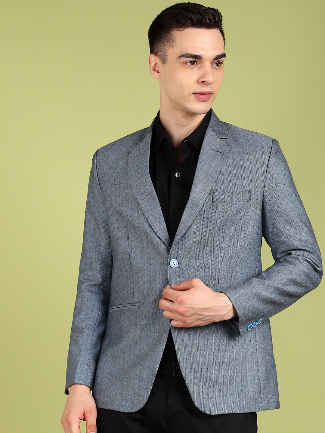

FUBAR Notched Lapel Collar Single Breasted Formal Blazer, Grey