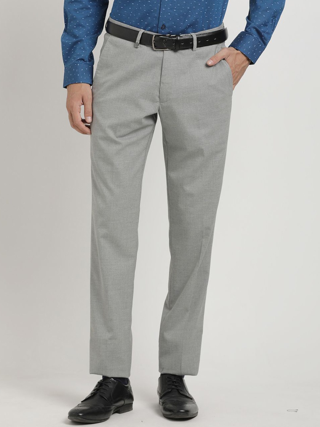 

Turtle Men Tailored Slim Fit Formal Trousers, Grey