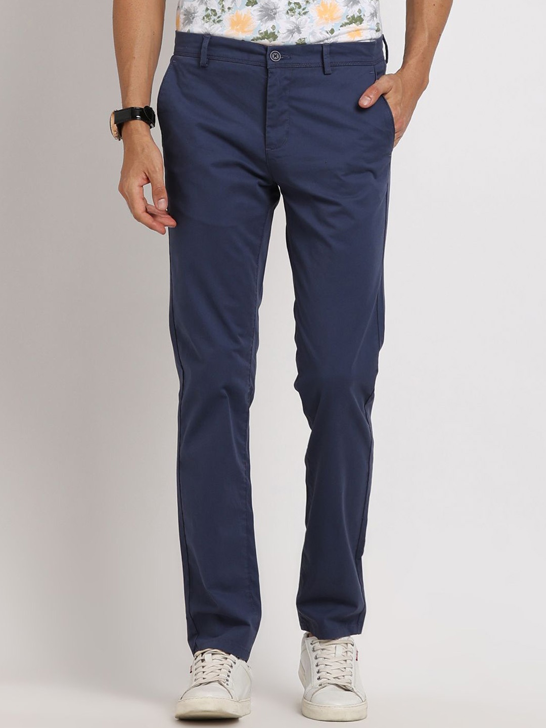 

Turtle Men Relaxed Skinny Fit Trousers, Blue