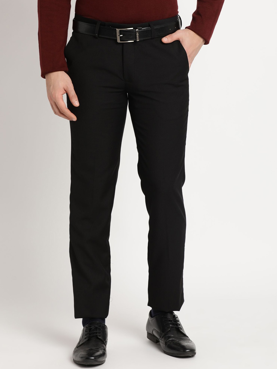 

Turtle Men Tailored Slim Fit Formal Trousers, Black