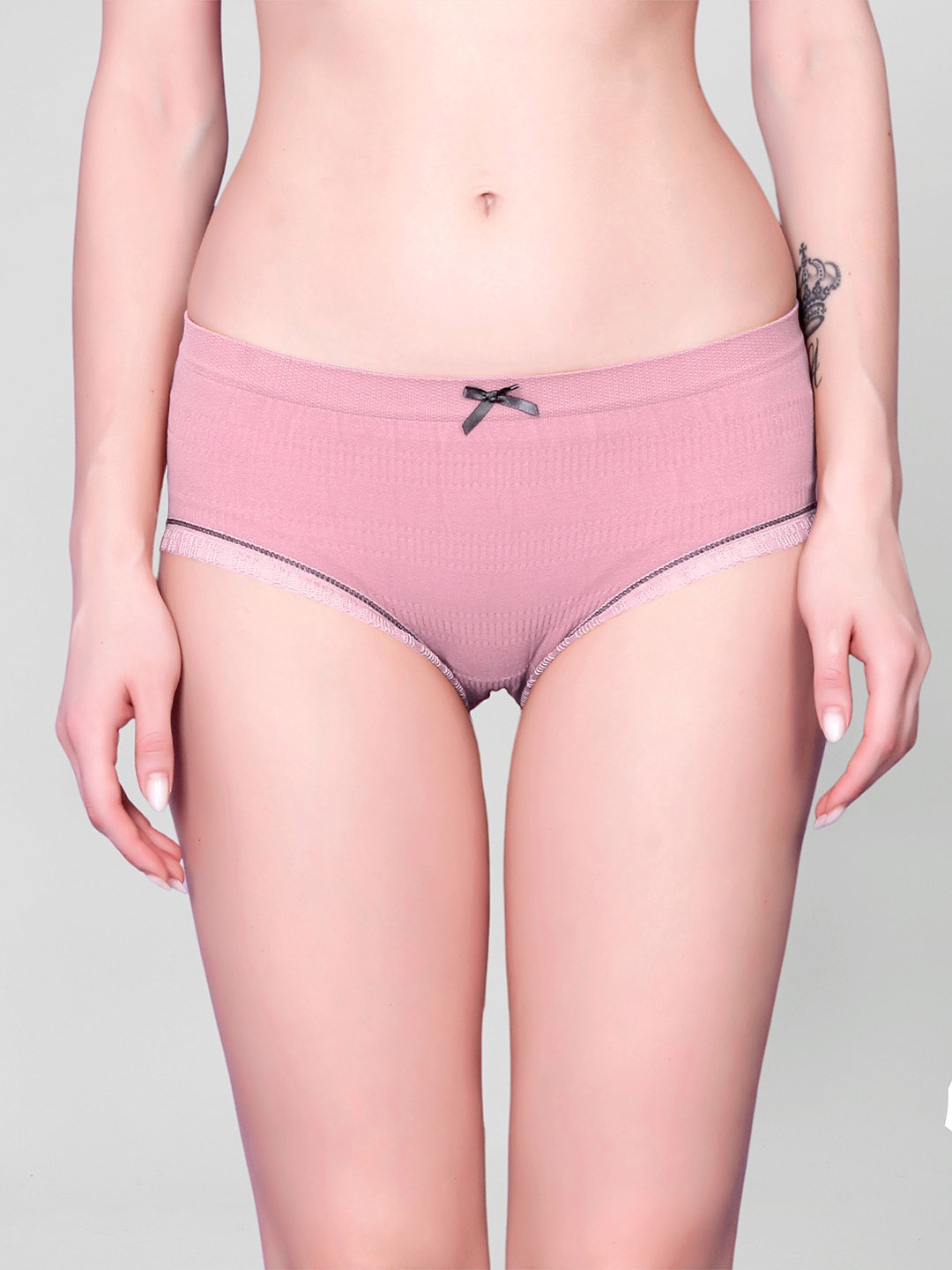 

DEALSEVEN FASHION Seamless Mid-Rise Hipster Brief, Pink