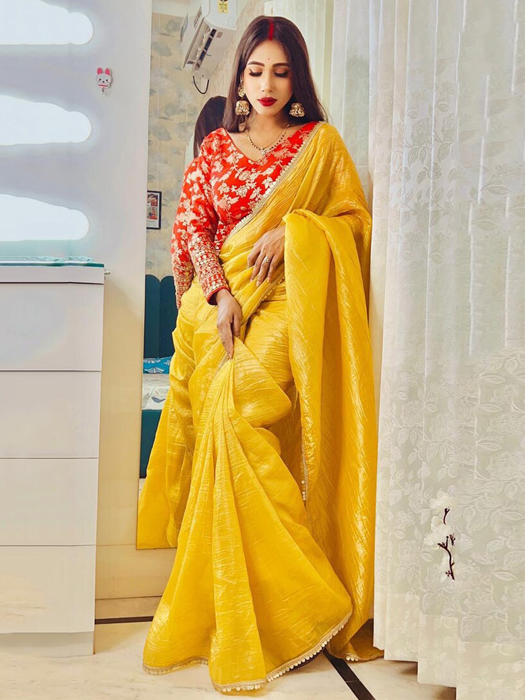 

KALINI Embroidered Saree, Yellow