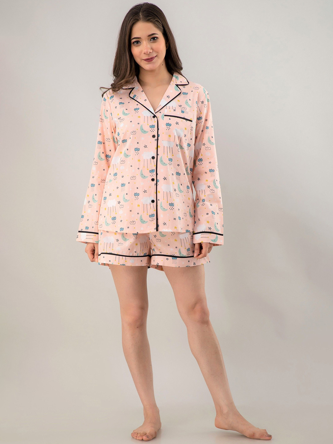 

PRETTY LOVING THING Conversational Printed Pure Cotton Night suit, Pink