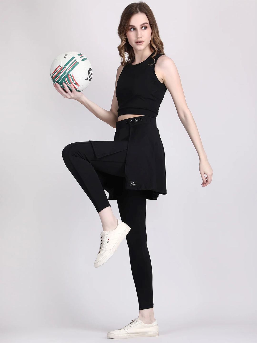 

Raxedo Ankle-Length Leggings With Attached Mini Skirt, Black