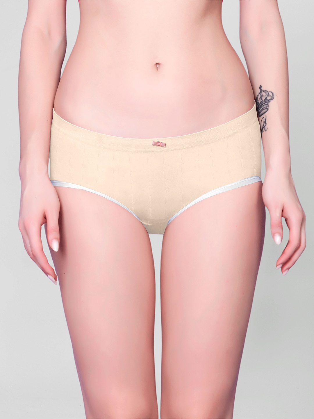 

DEALSEVEN FASHION Seamless Mid-Rise Hipster Brief, Beige