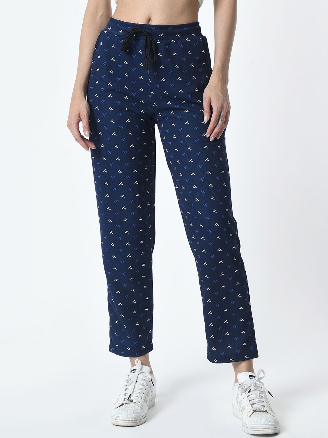 

BAESD Women Printed Dry-Fit Track Pants, Navy blue