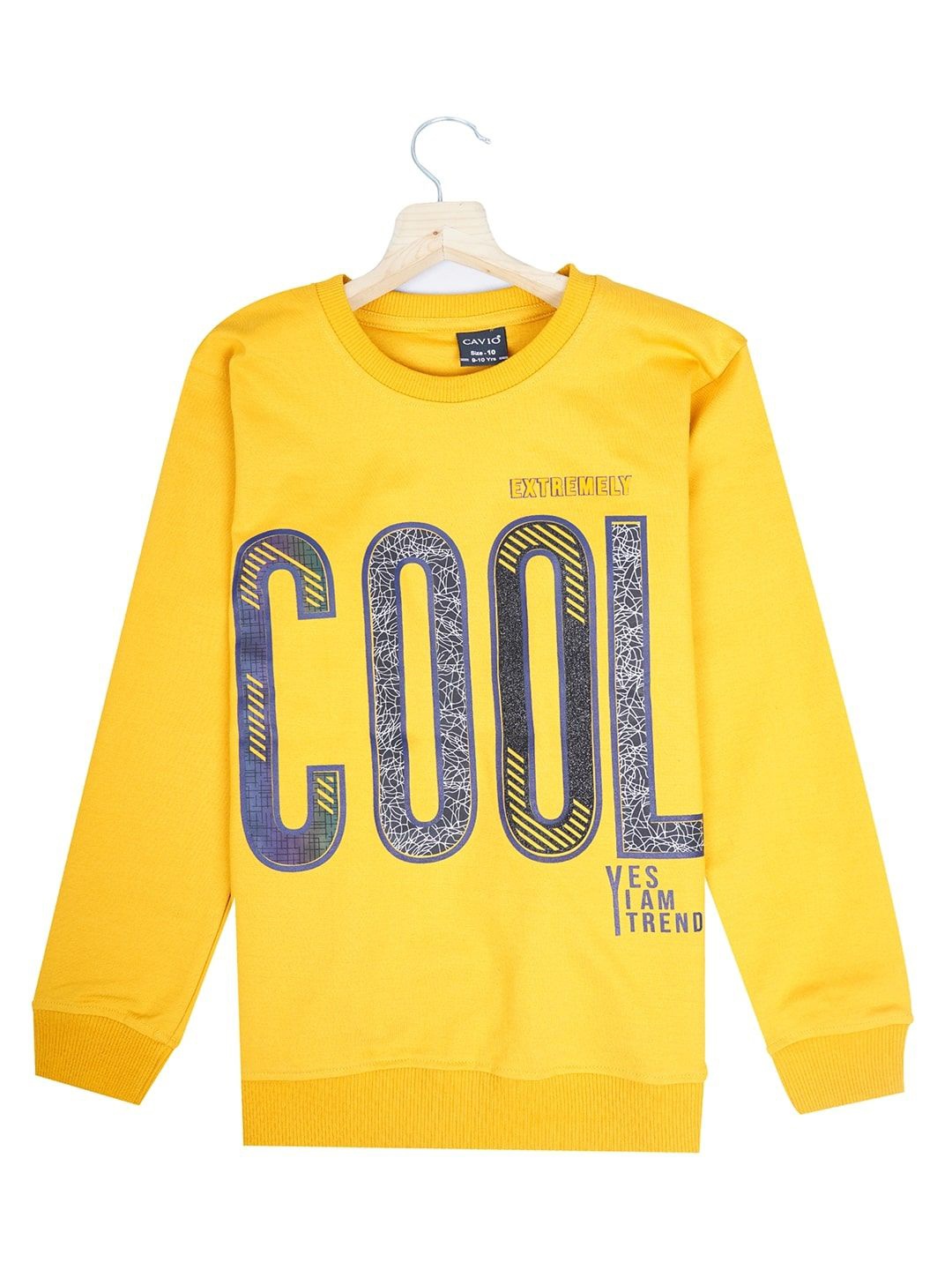 

CAVIO Boys Typography Printed Round Neck T-shirt, Yellow