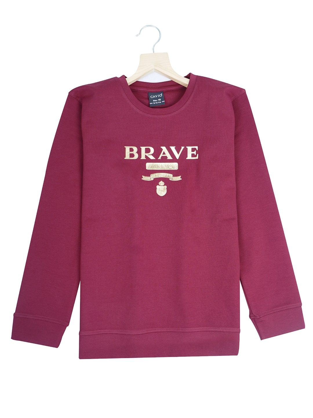

CAVIO Boys Typography Printed Round Neck T-shirt, Maroon