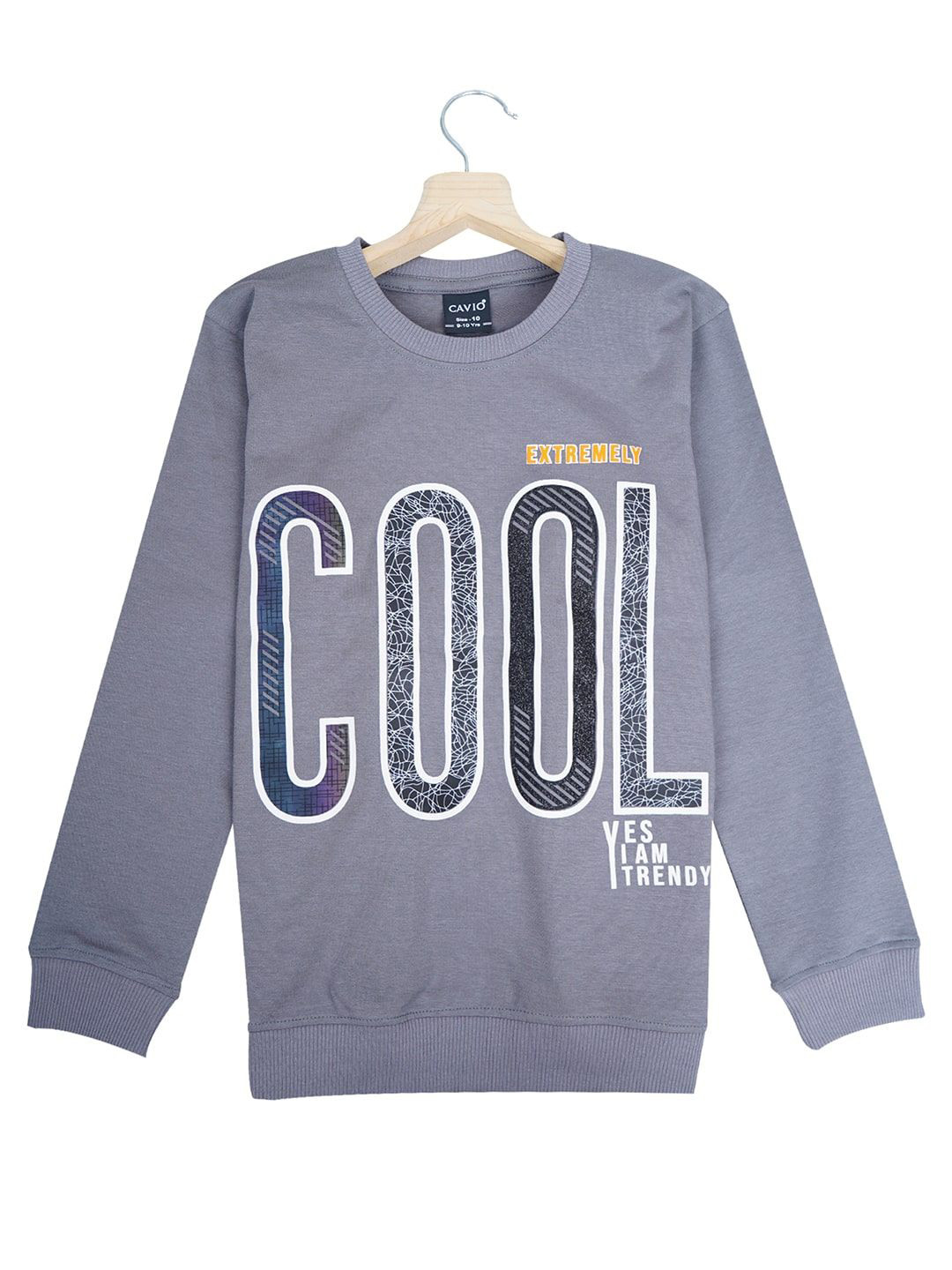 

CAVIO Boys Typography Printed Round Neck T-shirt, Grey
