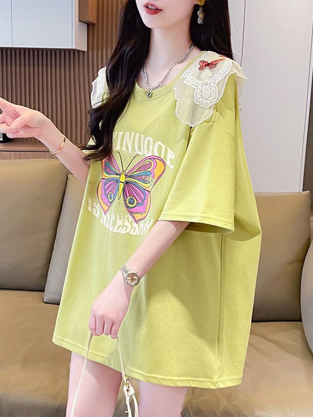 

StyleCast x Revolte Graphic Printed Round Neck Top, Yellow