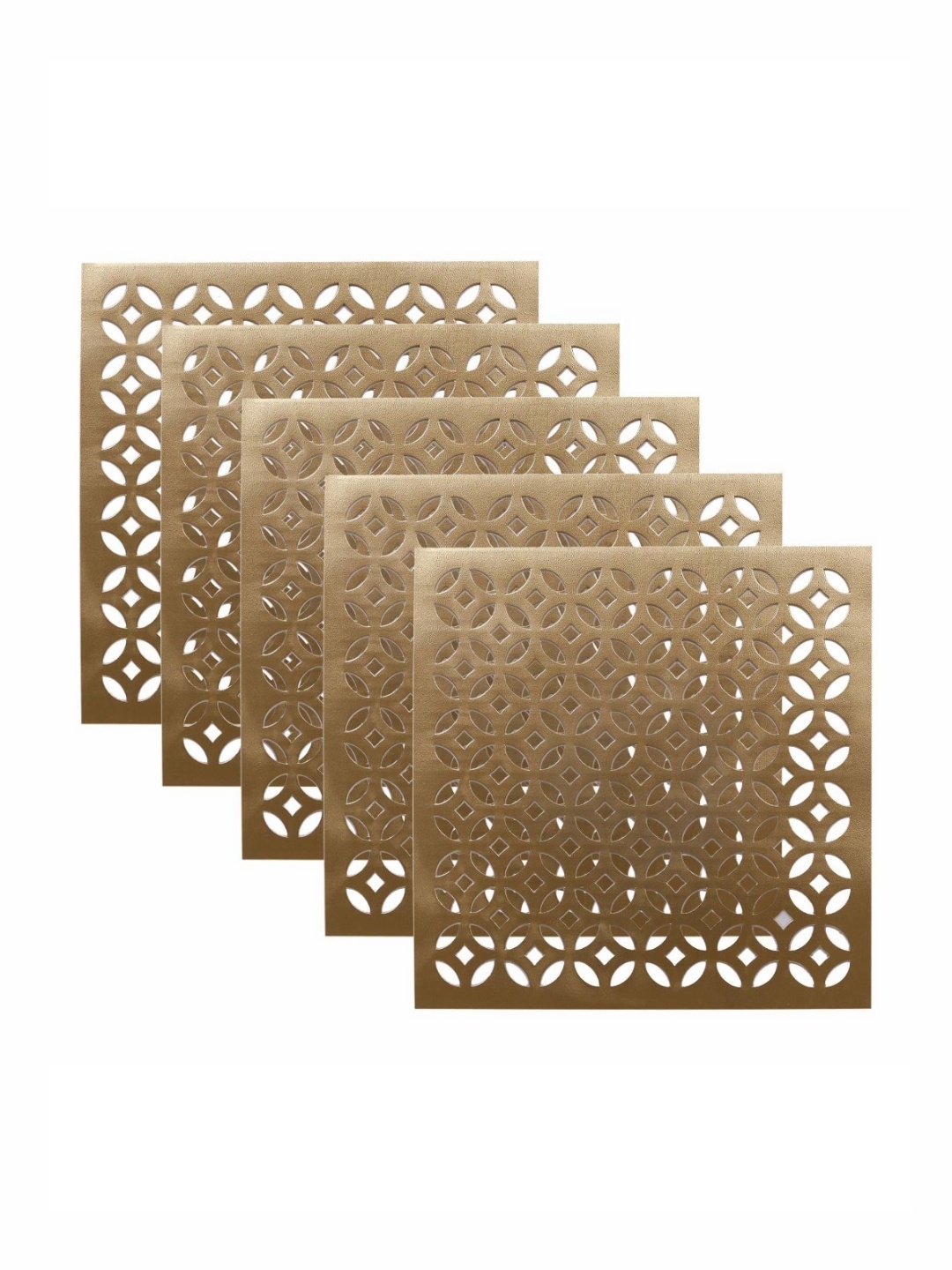 

Kuber Industries Gold Toned 6 Pieces Rectangular Geometric Table Placemats