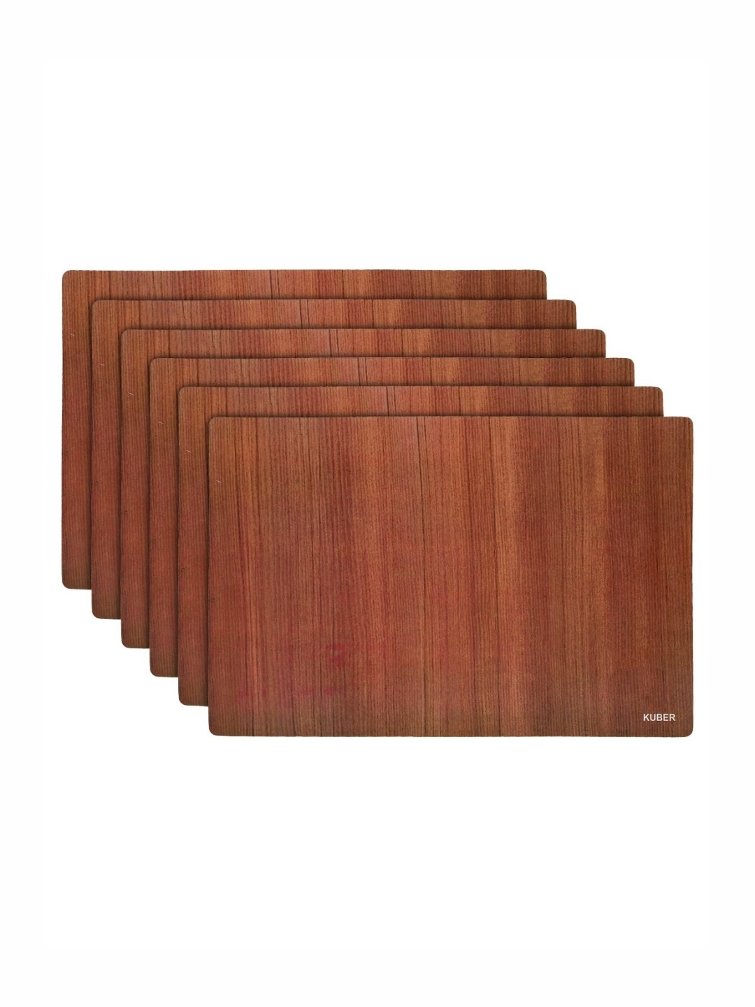 

Kuber Industries 6 Pieces Brown Solid Rectangular Table Placemats