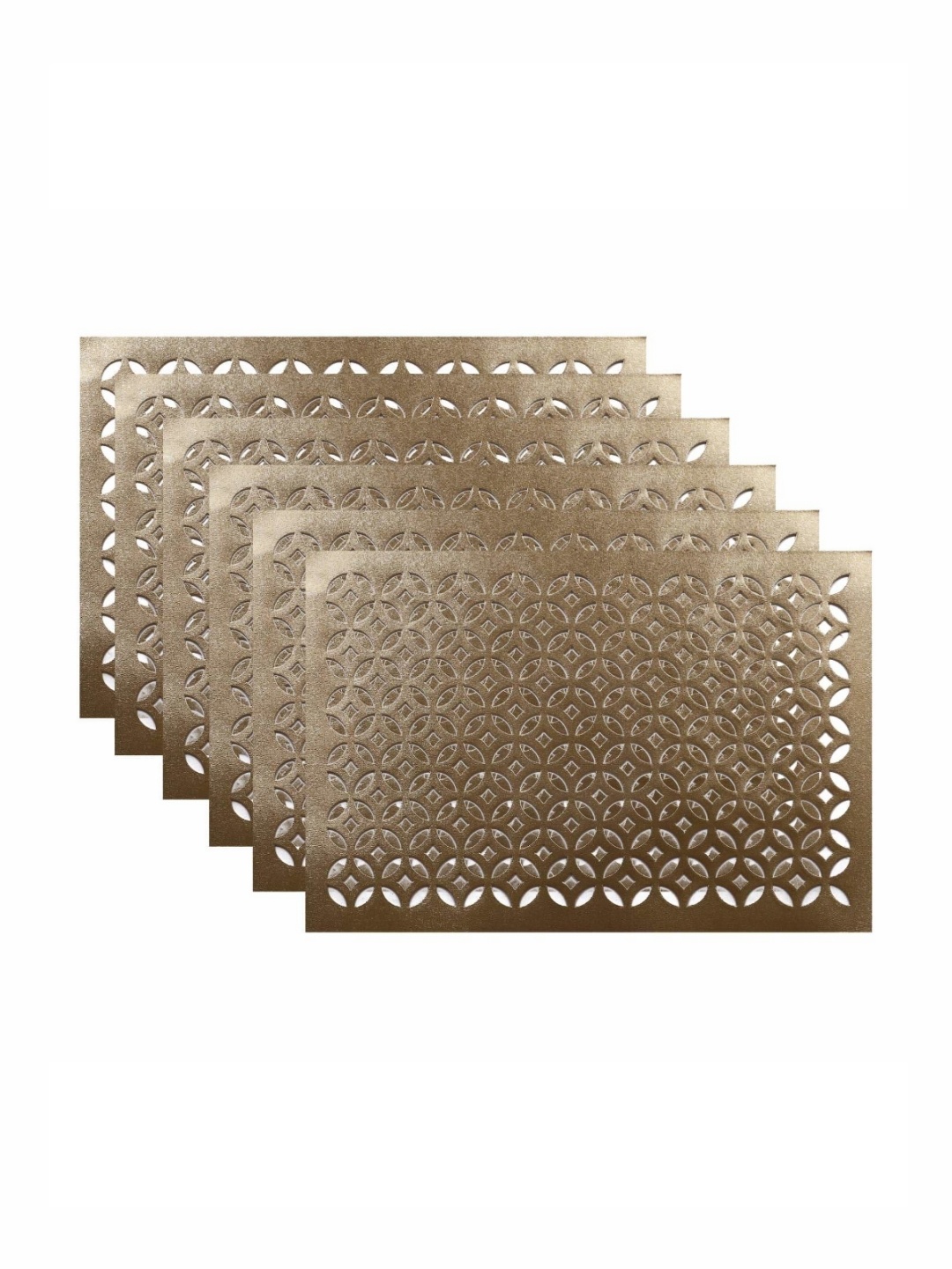 

Kuber Industries Gold Toned 6 Pieces Geometric Rectangular Table Placemats