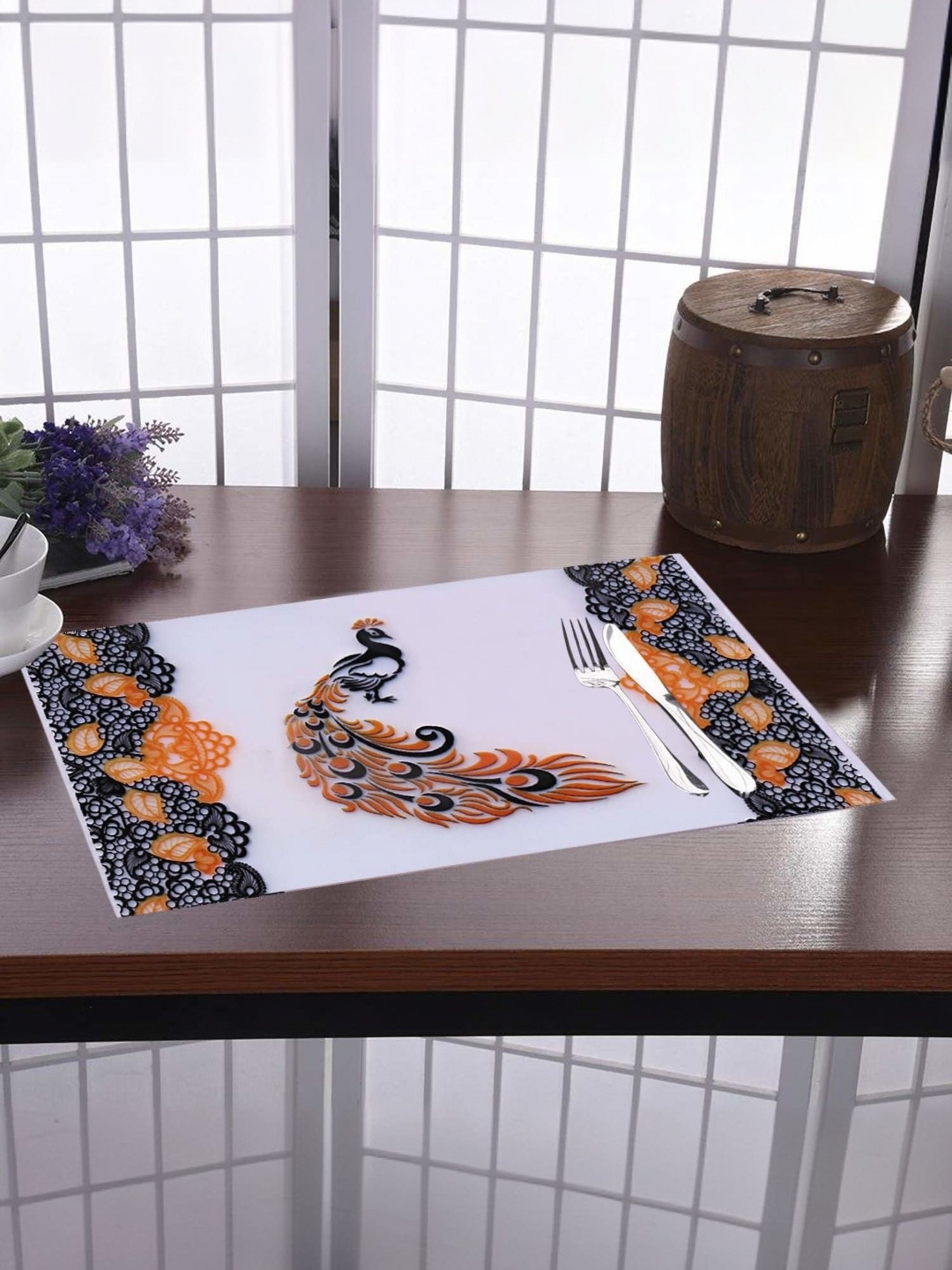 

Kuber Industries White 6 Pieces Printed Table Placemats