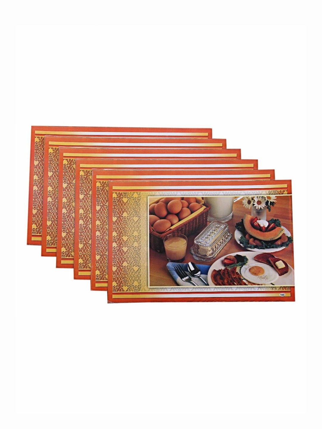 

Kuber Industries Orange 6 Pieces Printed Rectangular Table Placemats